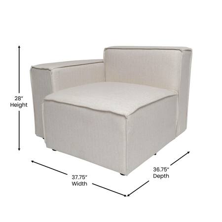 Flash Furniture Bridgetown Luxury Modular Sectional Sofa, Left Side with Arm Rest, Cream IS-IT2231-LC-CRM-GG